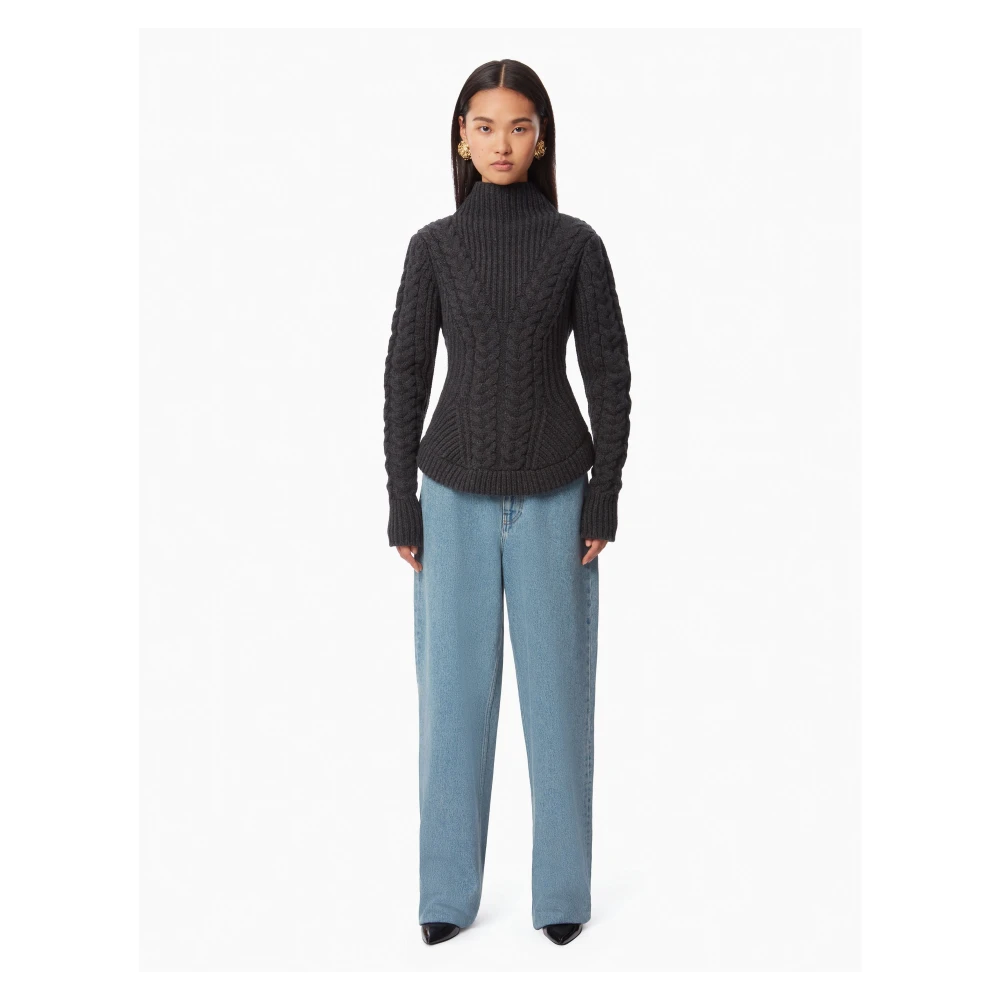 Nina Ricci Twisted Wool Turtleneck Sweater in Grijs Gray Dames
