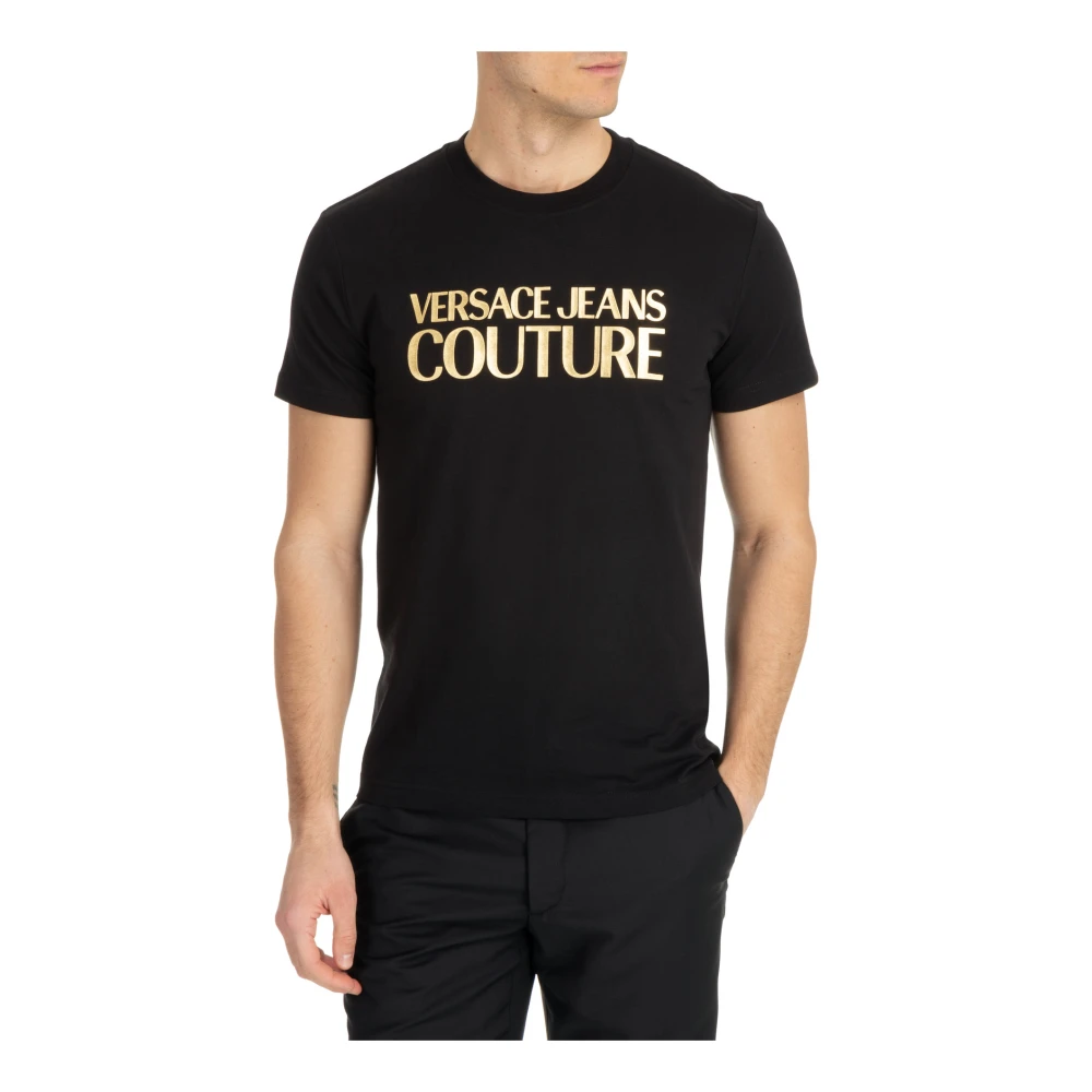 Versace Jeans Couture Gestreept Logo T-shirt Black Heren