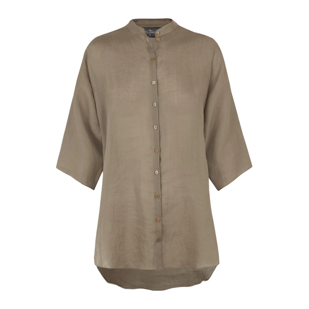 Cortana Kimono Mouw Ramie Shirt Brown Dames