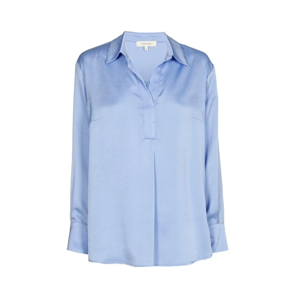 Marie Méro Blauwe V-hals Polo Kraag Blouse Tuniek Blue Dames