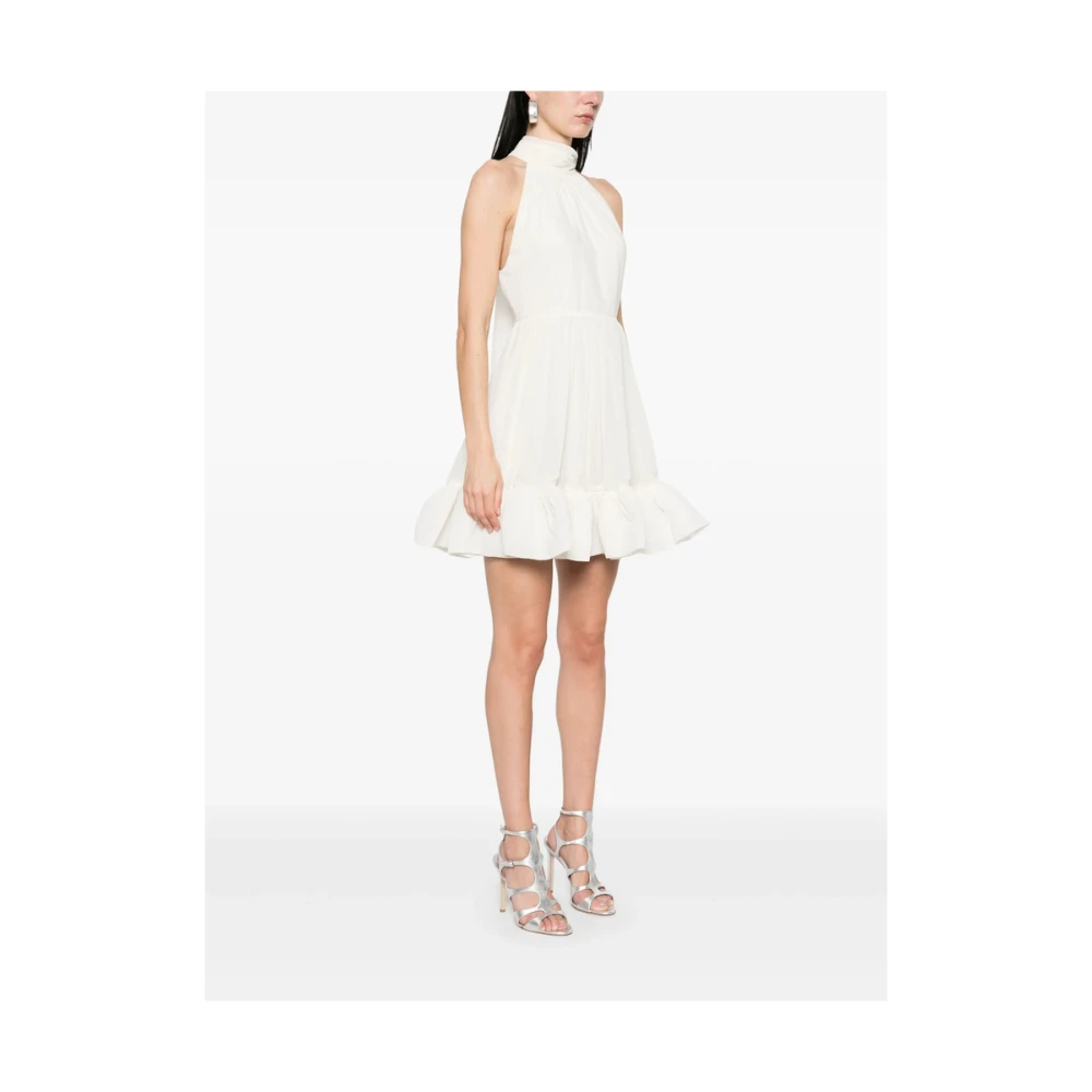 By Malina Witte Halternek Ruche Zoom Jurk White Dames