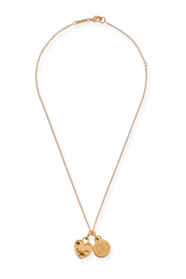 Halsband med hjärtberlock och logotypmedalj