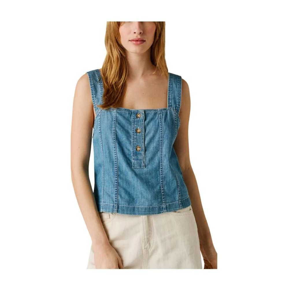 Pepe Jeans Women's Blue Bridjet Top - Sleeveless Tops - Xs - Tops