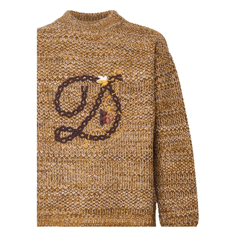 Drole de Monsieur Melange Beige Woltrui met Letter Beige Heren