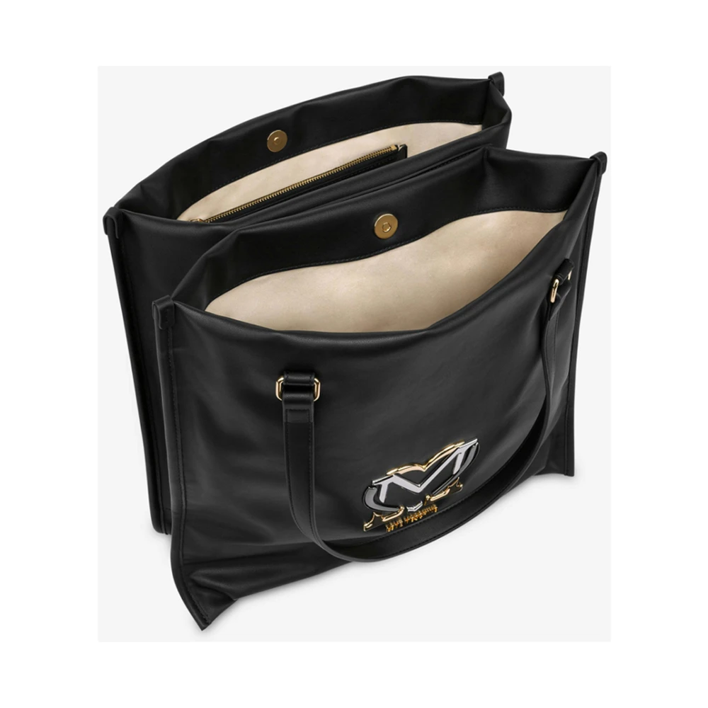 Love Moschino Zwarte Shopper Tas met Hart Logo Black Dames