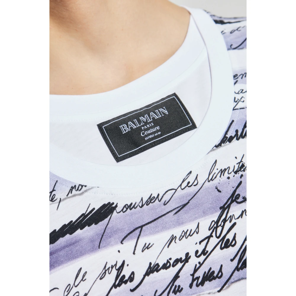 Balmain T-shirt met print White Heren
