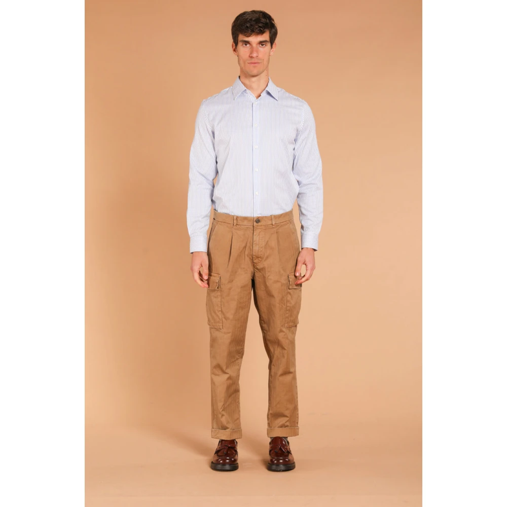 Mason's Relaxed Fit Cargo Broek Pinces 22 Brown Heren