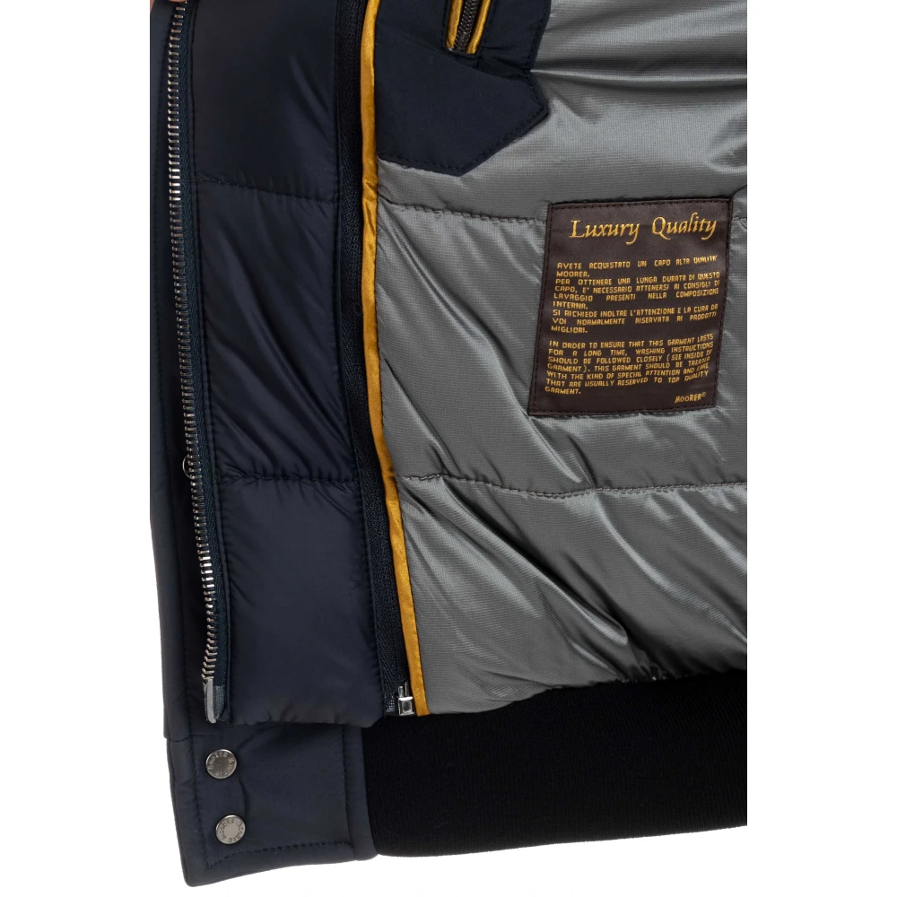 Moorer Blauwe Bomberjack met Afneembare Capuchon Blue Heren