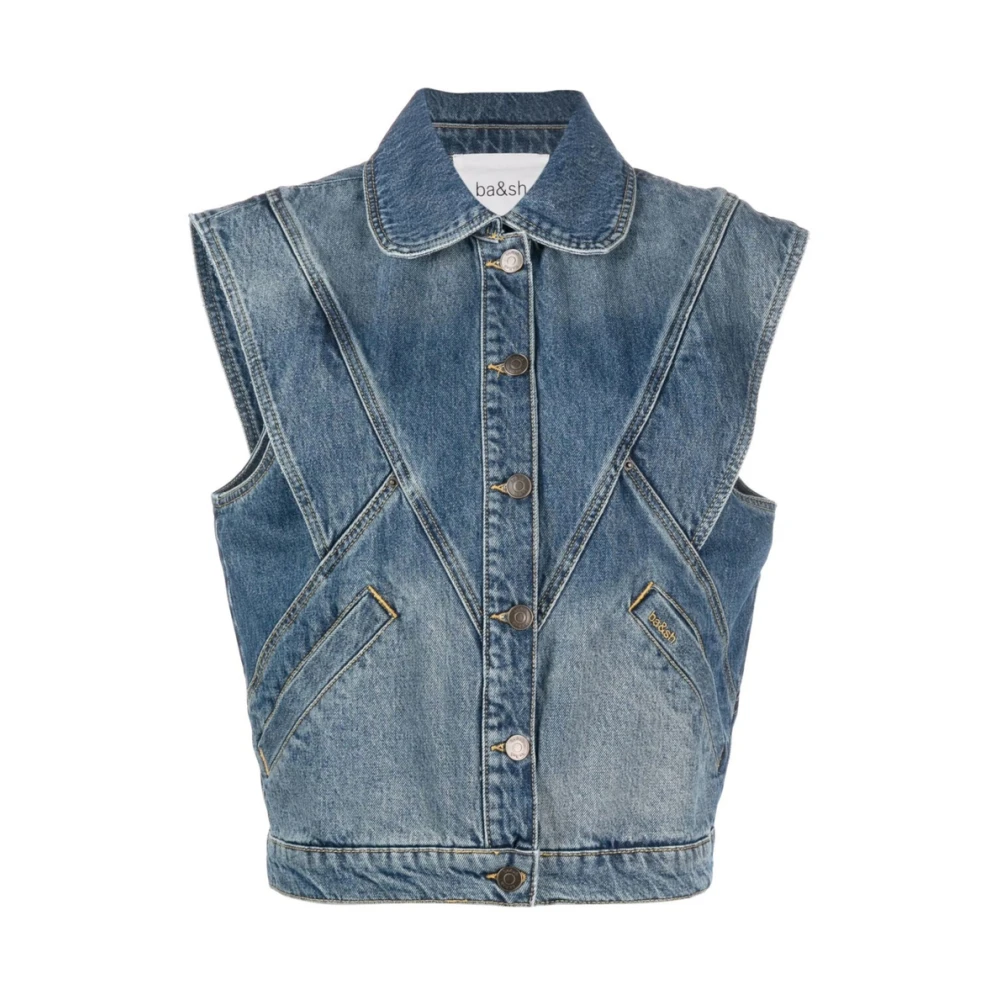 BA&SH Denim Mouwloos Jack Blue Dames