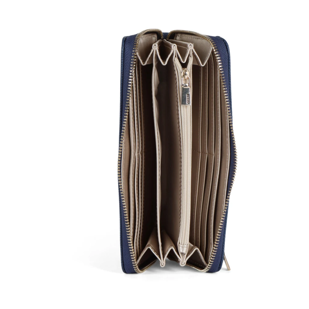 Guess Portemonnee met Saffiano-effect en Rits Blue Dames