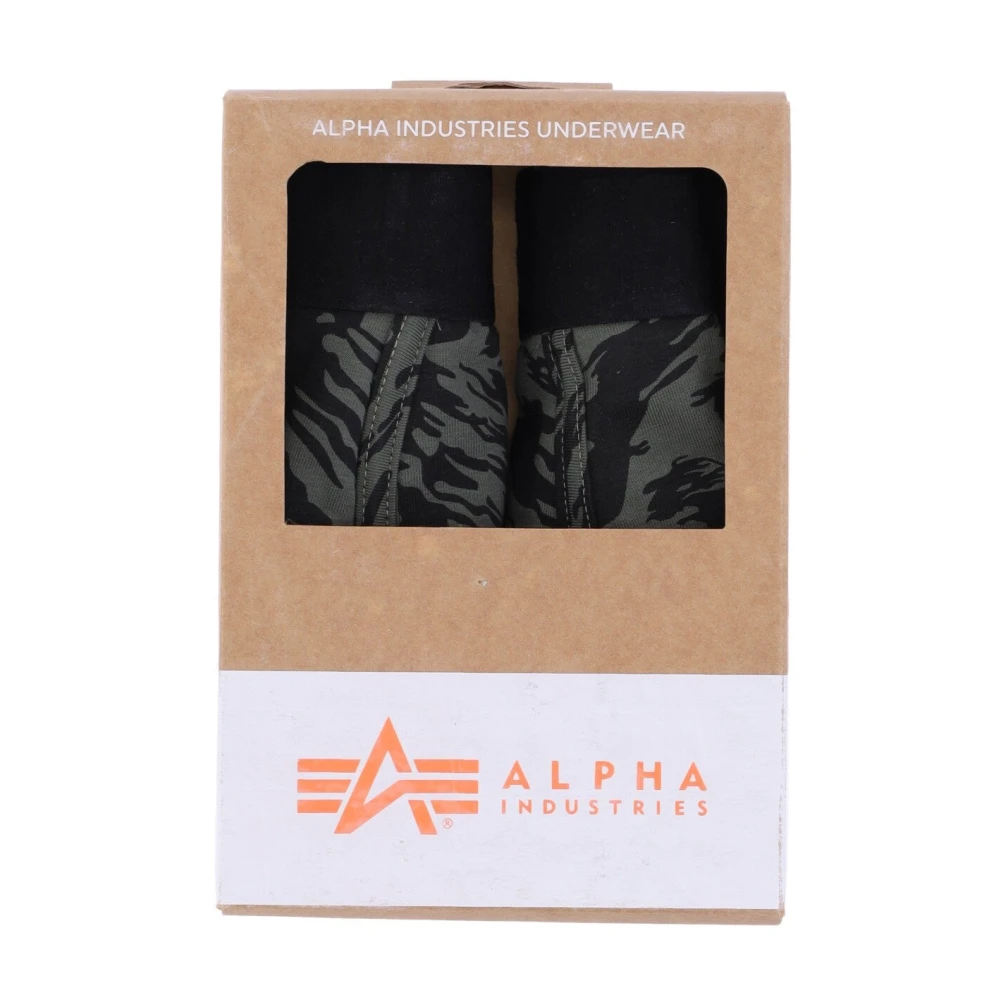 alpha industries Donkergroen Zwart Grafische Boxershorts 2-Pack Gray Heren