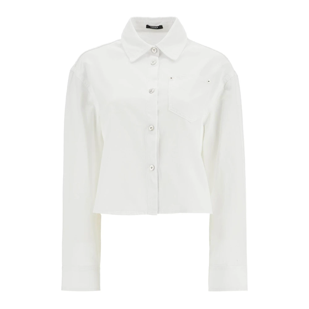 Versace Boxy Katoenen Shirt met Medusa Knopen White Dames