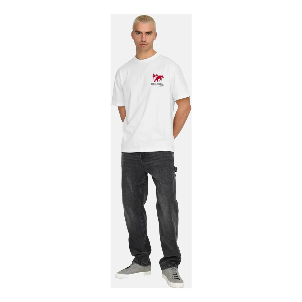 Only & Sons Casual Katoenen T-shirt in Diverse Kleuren White Heren