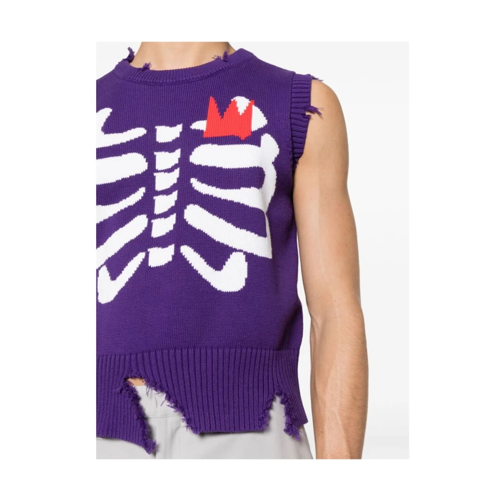 Loverboy by Charles Jeffrey Paarse Distressed Skeleton T-shirt Purple Heren