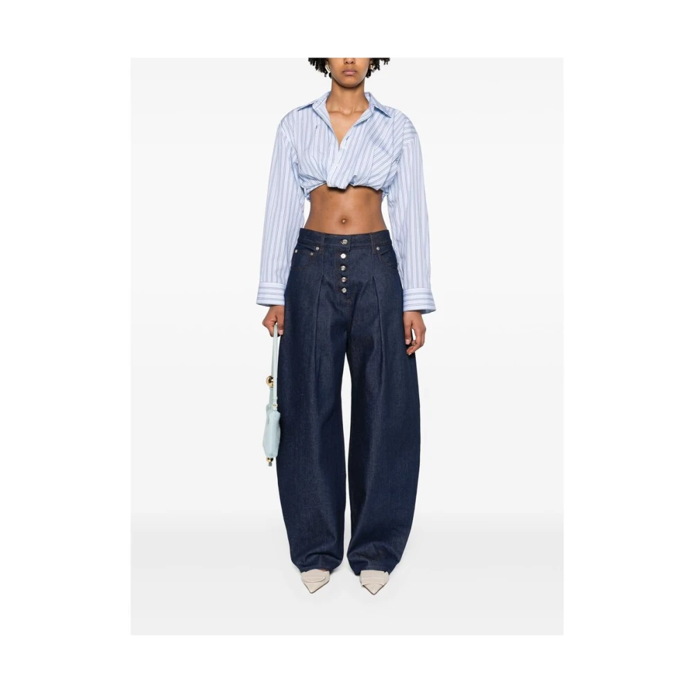 Jacquemus Donkerblauwe Denim Wide Leg Jeans Blue Dames