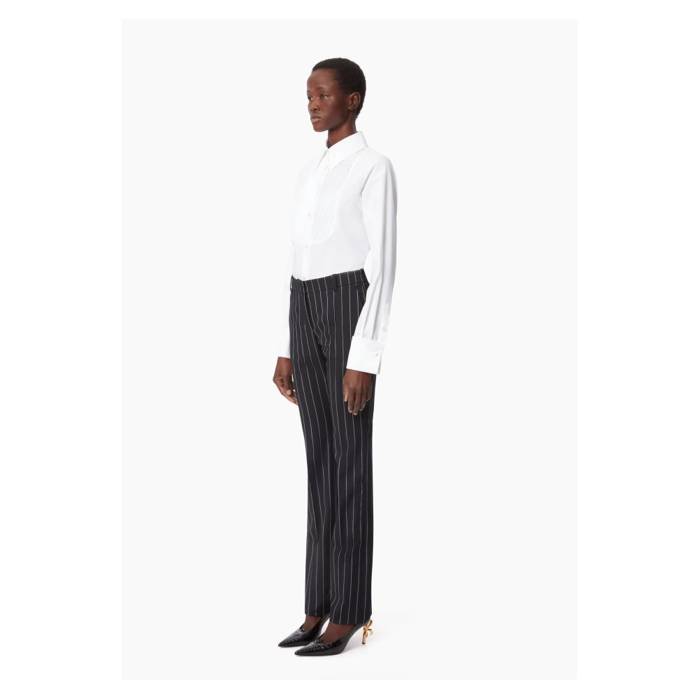 Nina Ricci Blauwe Pinstripe Wol Straight Broek Multicolor Dames