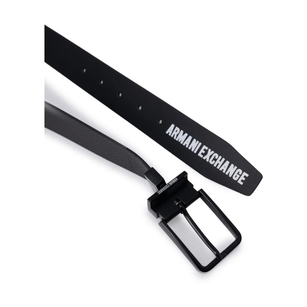 Armani Exchange Bovine Leren Riemcollectie voor Mannen Black Heren
