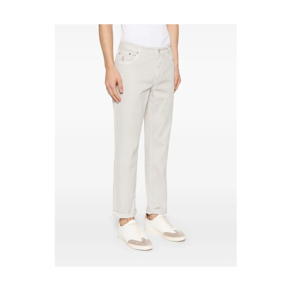 BRUNELLO CUCINELLI Beige Jeans met knoopsluiting en zakken Beige Heren