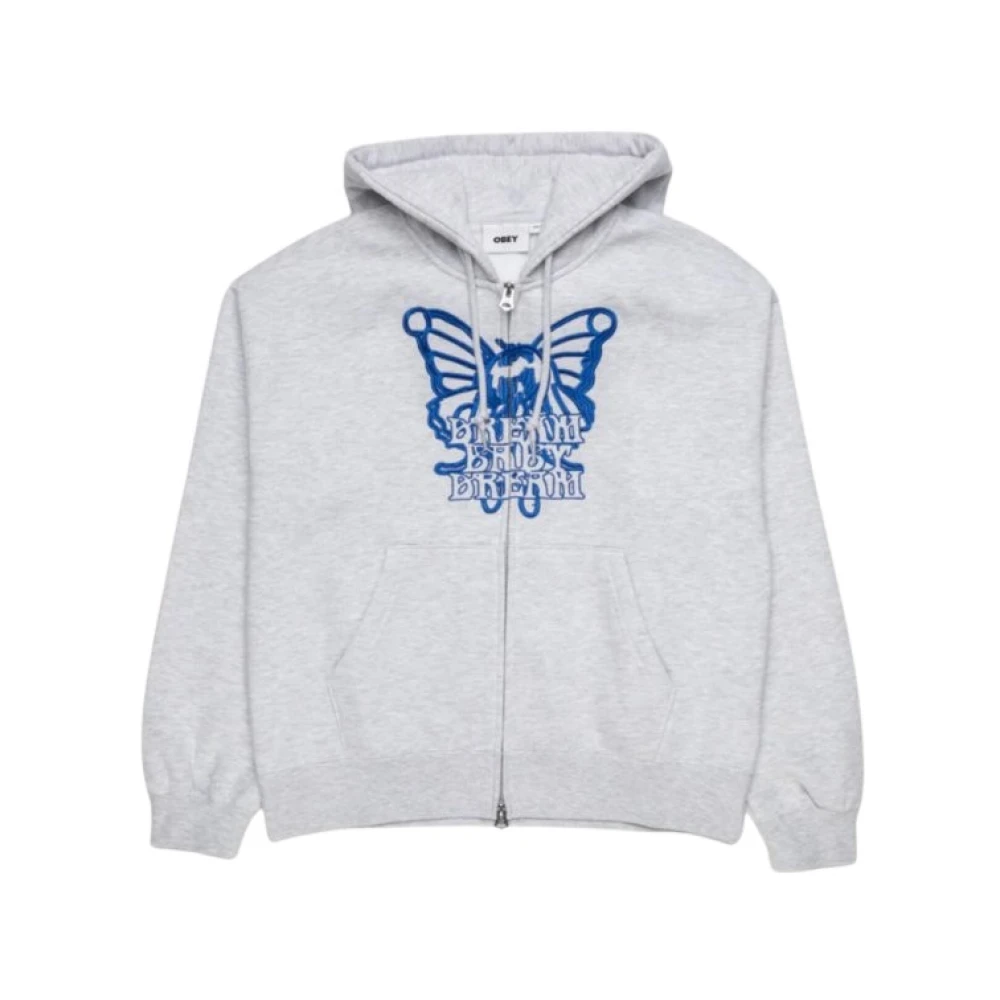 Obey Grijze Fleece Rits Hoodie Gray Dames