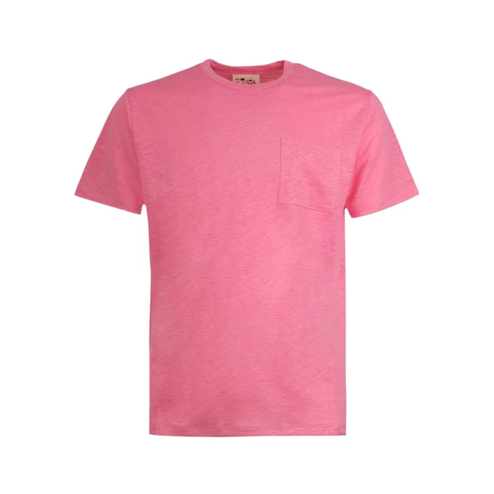 MC2 Saint Barth Linnen T-shirt met voorzak Pink Heren