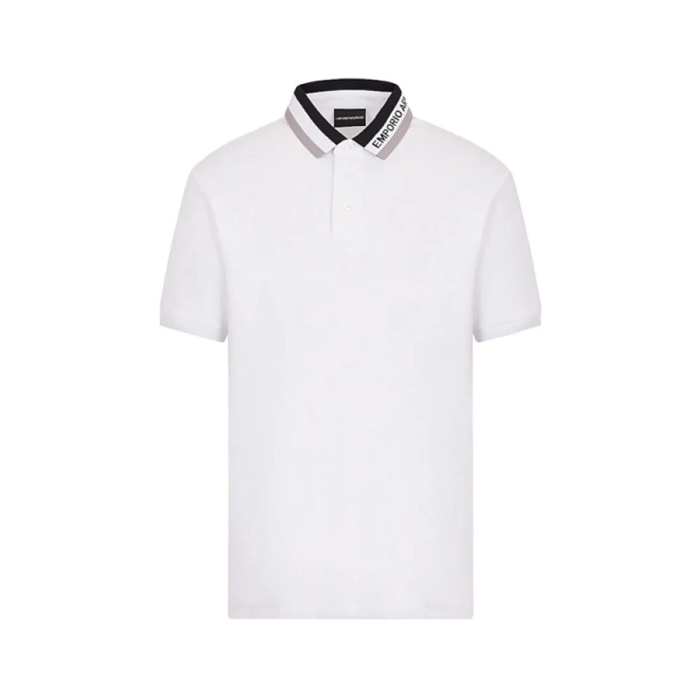 Armani Monogram Polo Shirt Zwart Grijs White Heren