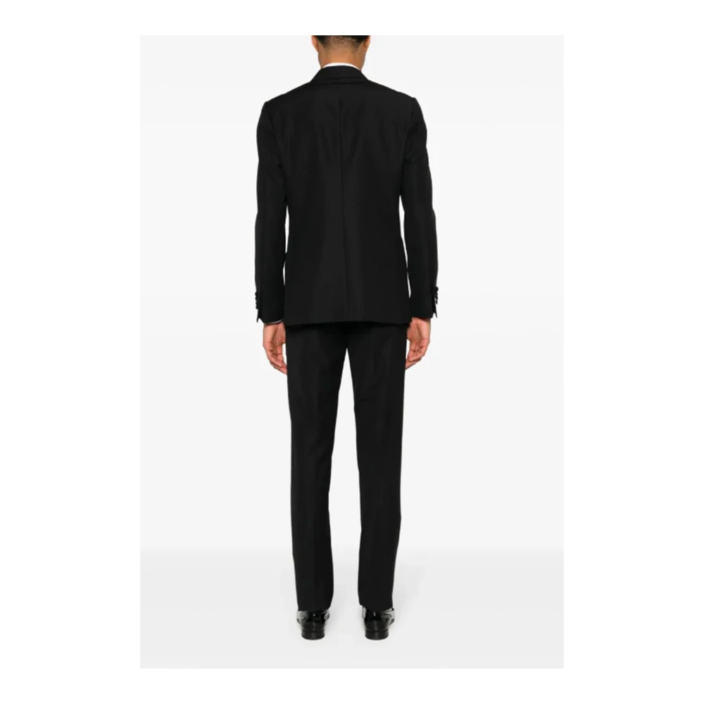 Lardini Zwarte double-breasted jurk met logospeld Black Heren