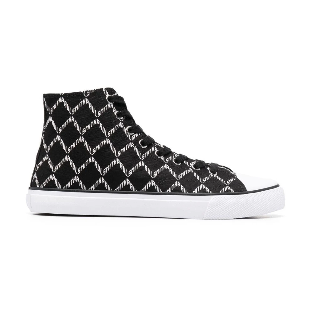 Paul Smith Logo High-Top Sneakers Svart Canvas Black, Herr