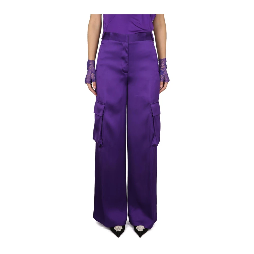 Versace Damen Violett Seiden-Cargohose