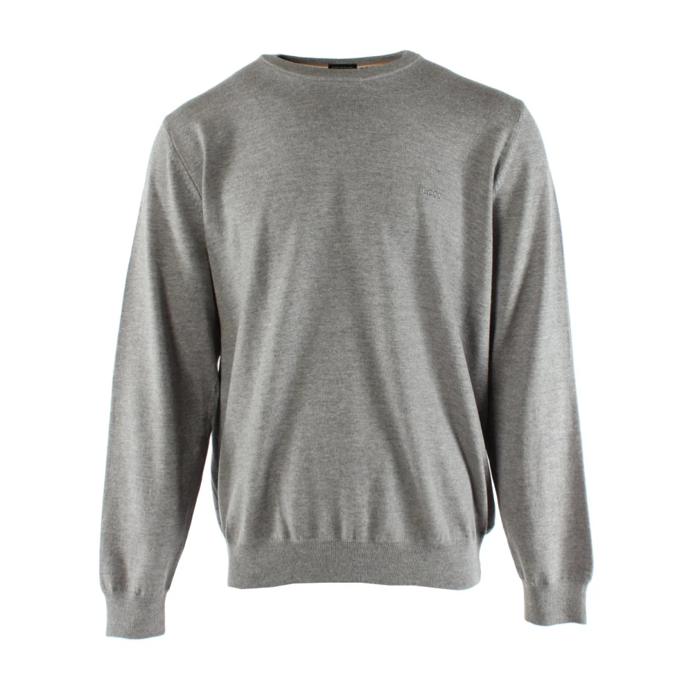 Hugo Men's Gray Round-Neck Knitwear
