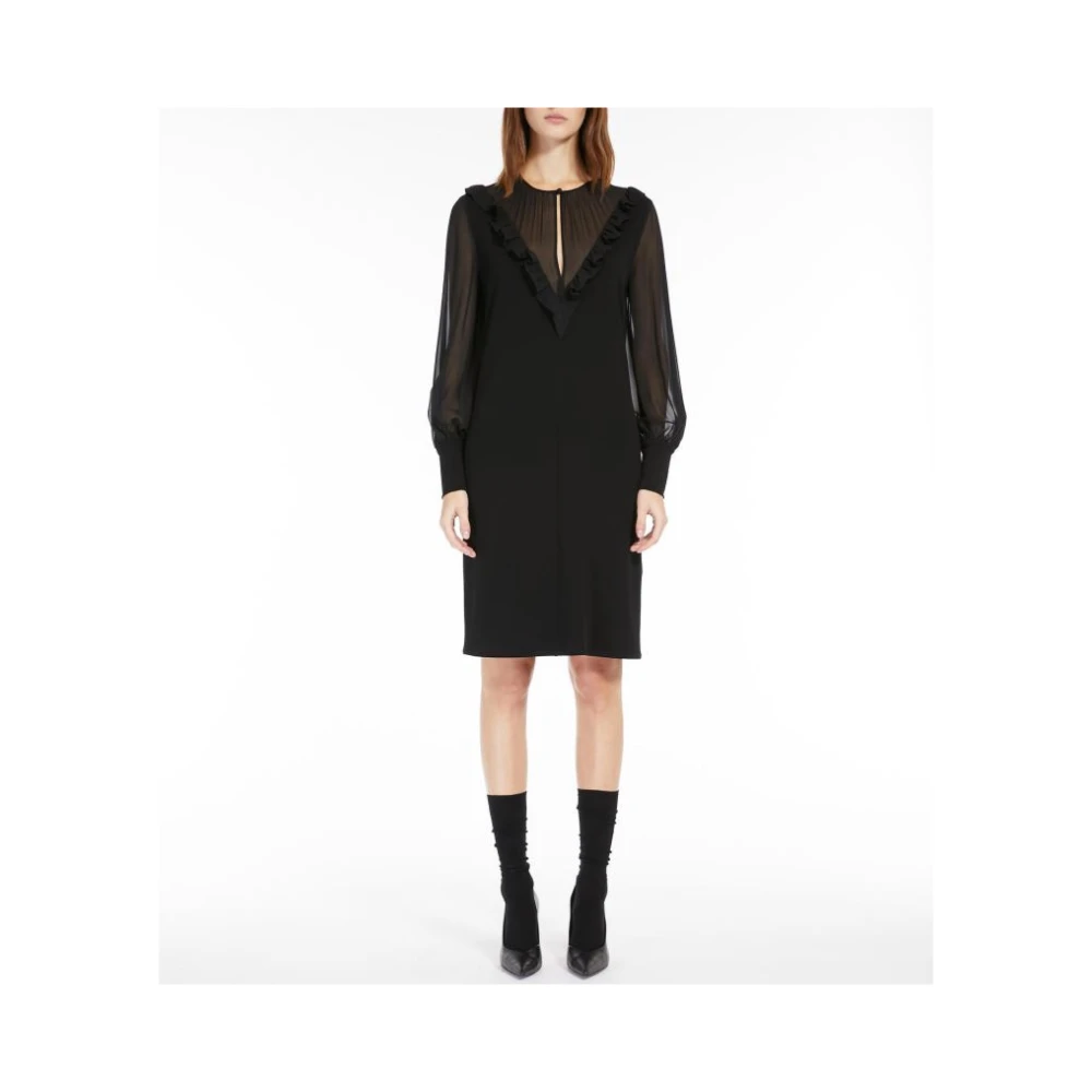 Max Mara Studio Zwarte V-hals Knielengte Jurk Black Dames