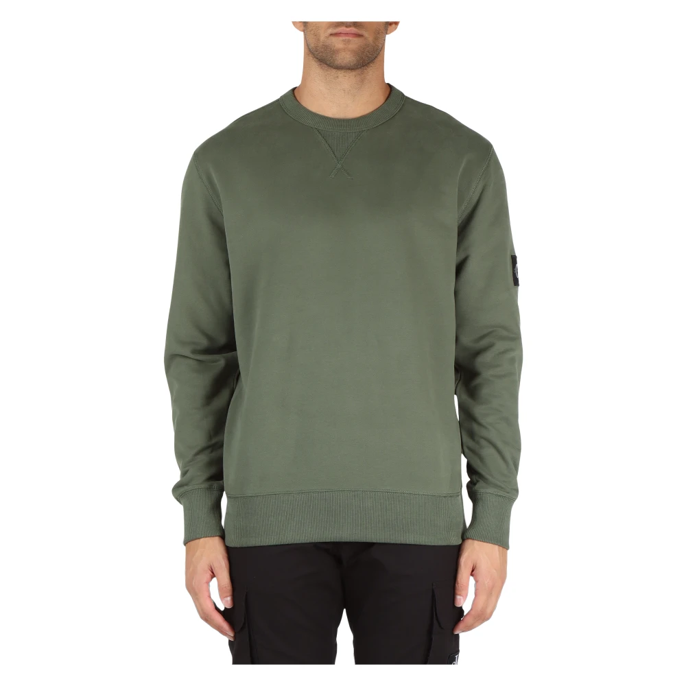 Calvin Klein Jeans Katoenen sweatshirt met logo patch Green Heren