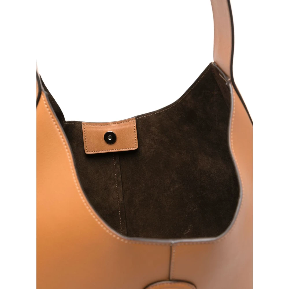 TOD'S Bruin Leren Schoudertas met Afneembare Pouch Brown Dames