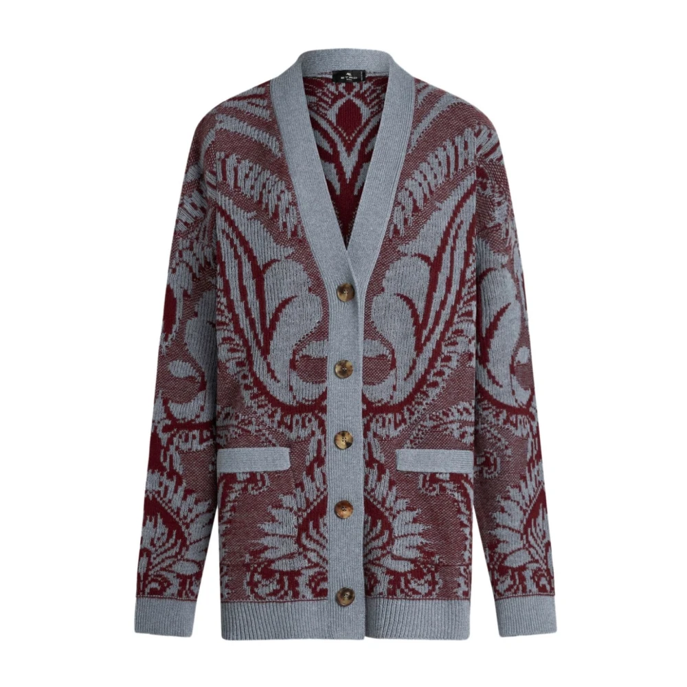 Etro Clear Blue Oversized Cardigan Stickat Multicolor, Dam