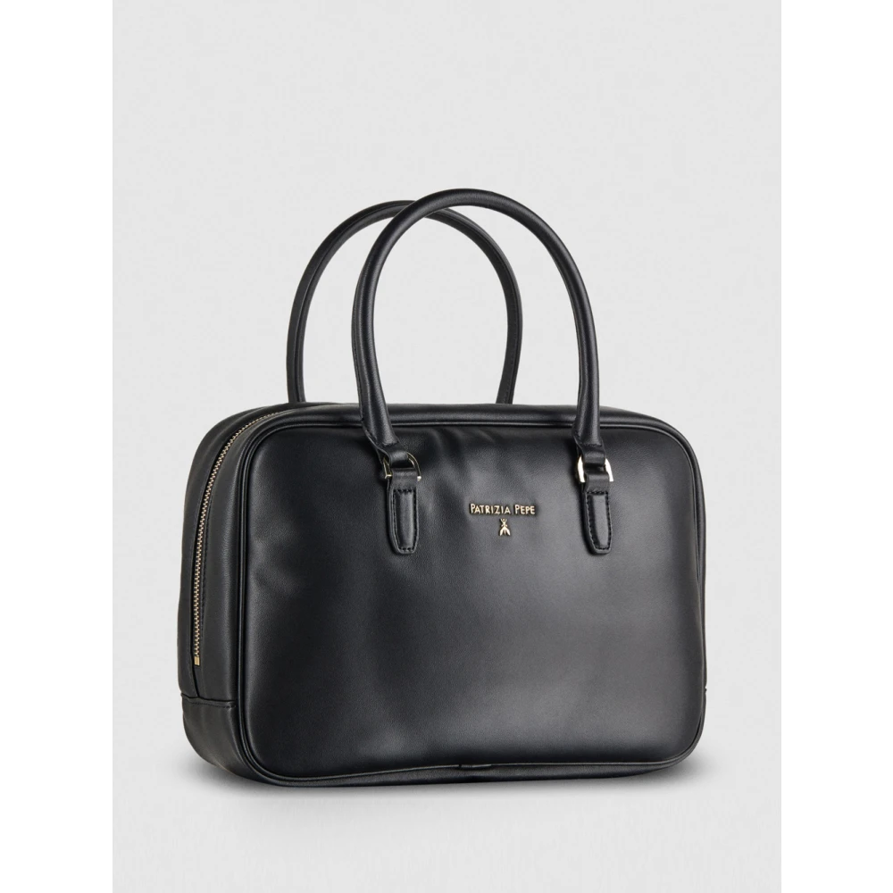 PATRIZIA PEPE Camera Case Zwarte Handtas met Afneembare Band Black Dames