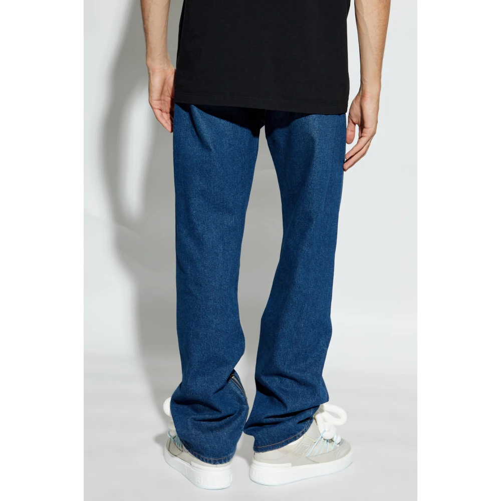Off White Jeans met logo Blue Heren