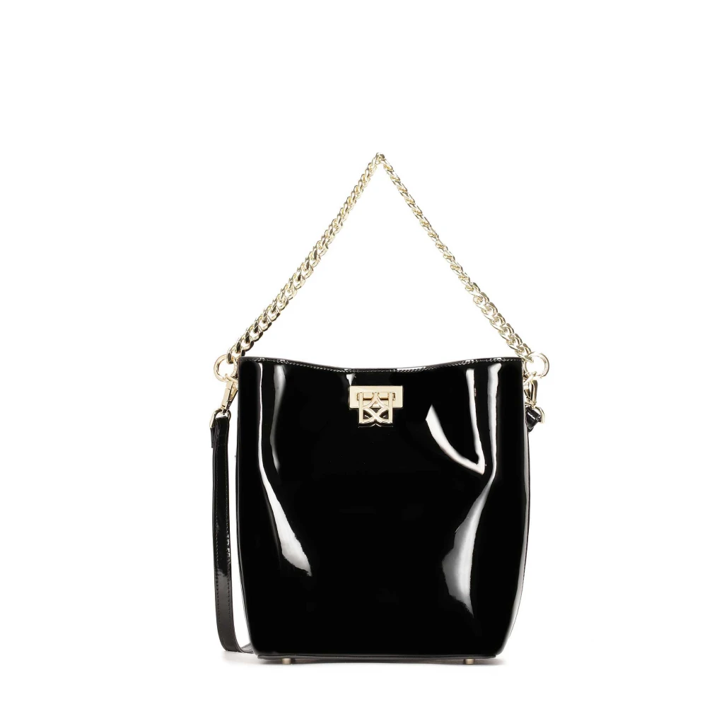 Kazar Gelakte handtas met ketting en scharnierende sluiting Black Dames