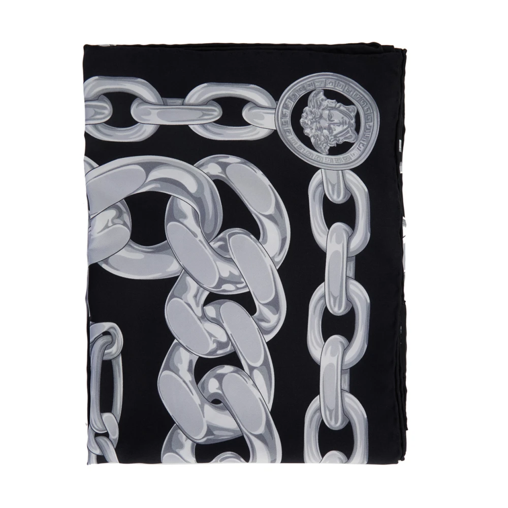 Versace Zwart Zijden Sjaal met Medusa Print Black Heren