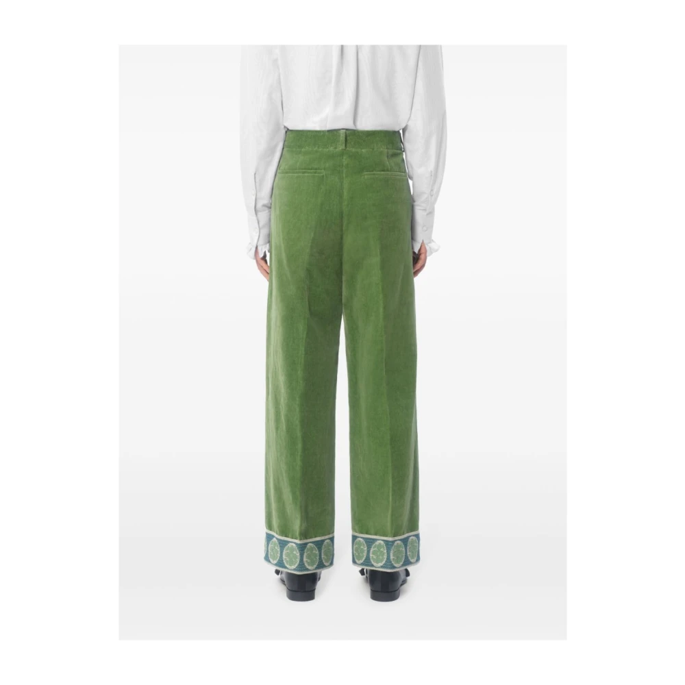 Valentino Garavani Luxe Groene Fluwelen Broek Green Heren