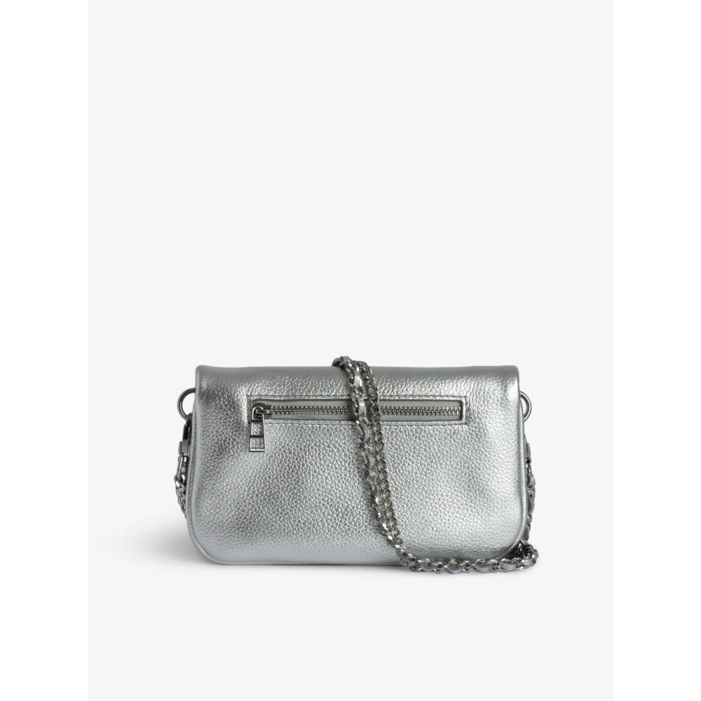 Zadig & Voltaire Zilver Metallic Nano Rock Clutch Tas Gray Dames