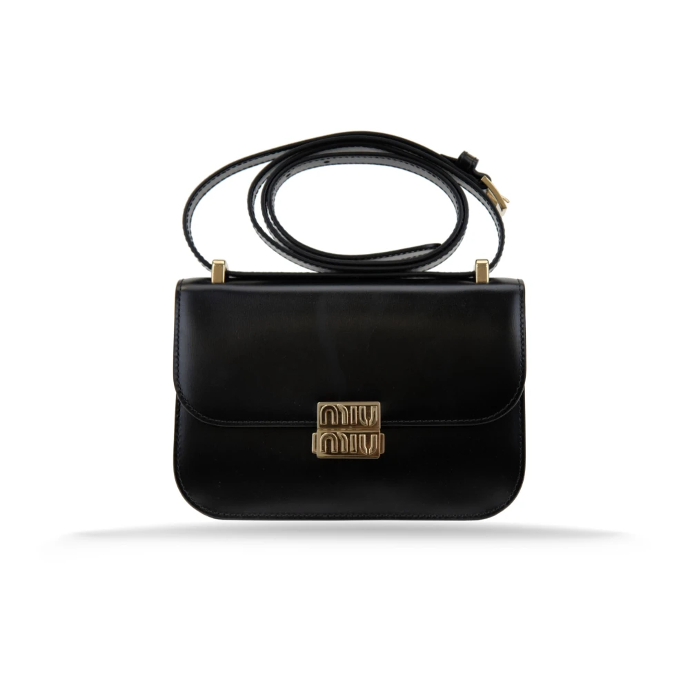 Miu Leren Dames Schoudertas Snap Sluiting Black Dames