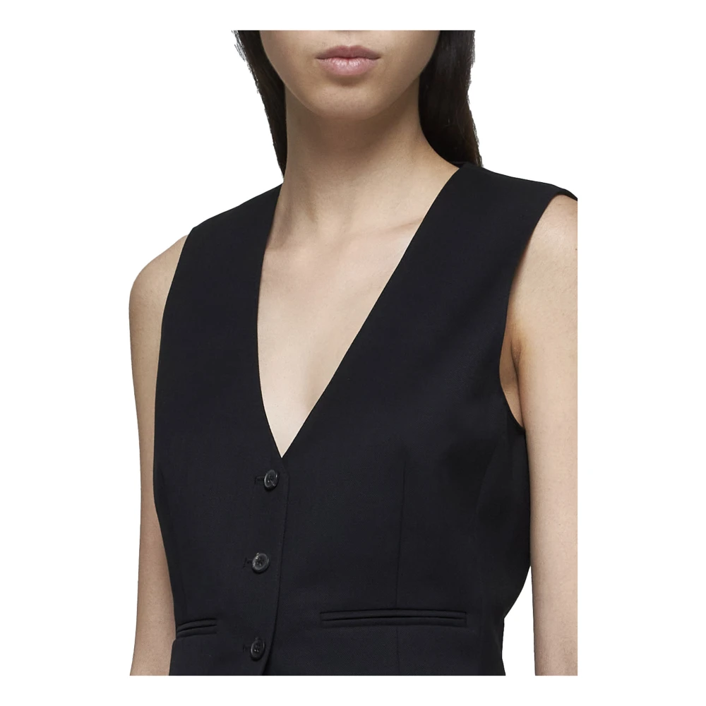 Wardrobe.nyc Zwarte wollen vest met V-hals Black Dames