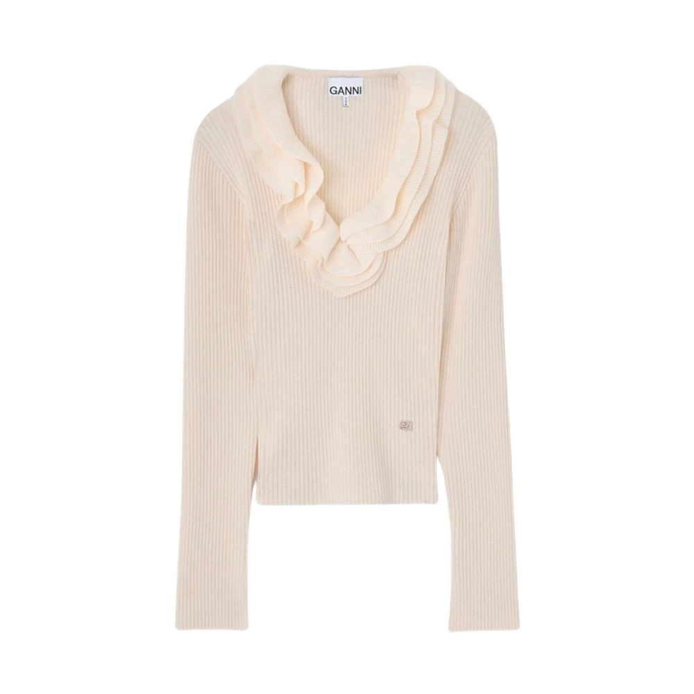 Ganni , Damen, Strickwaren, Beige, S