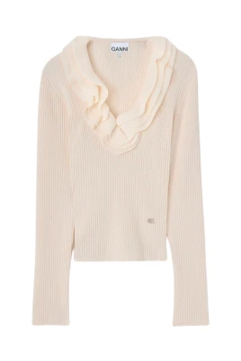Ribbed Merino Frill Top