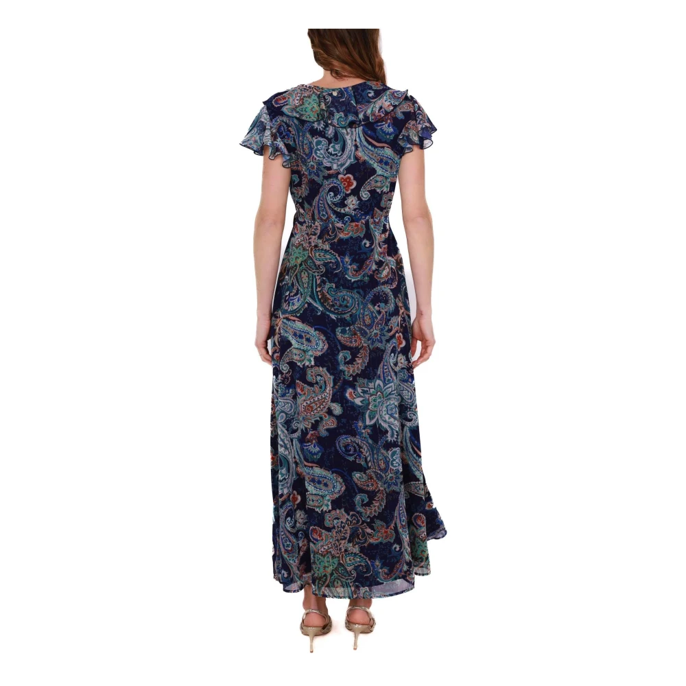 Liu Jo Blauwe Wrap Paisley Jurk met Ruches Multicolor Dames