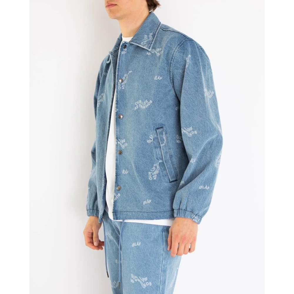 Olaf Hussein Heren Wavy Aop Denim Jacket Blauw Blue Heren