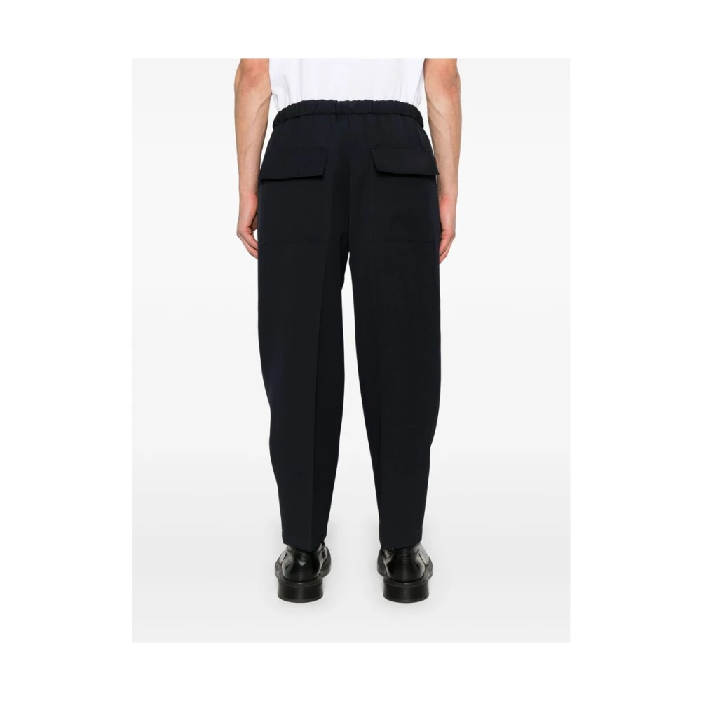 Jil Sander Navy Blue Elastische Taille Broek Blue Heren