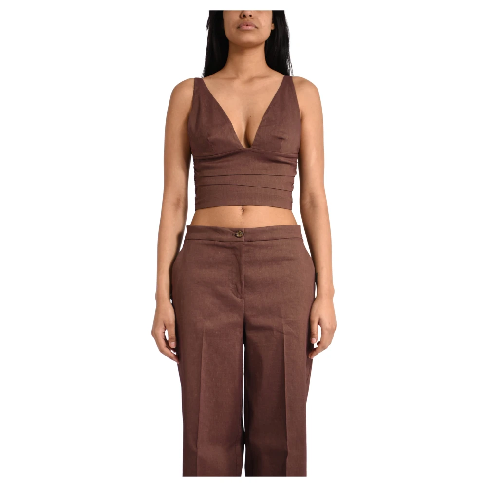 Pinko Women's Brown Sleeveless Tops, M, Sleeveless Tops