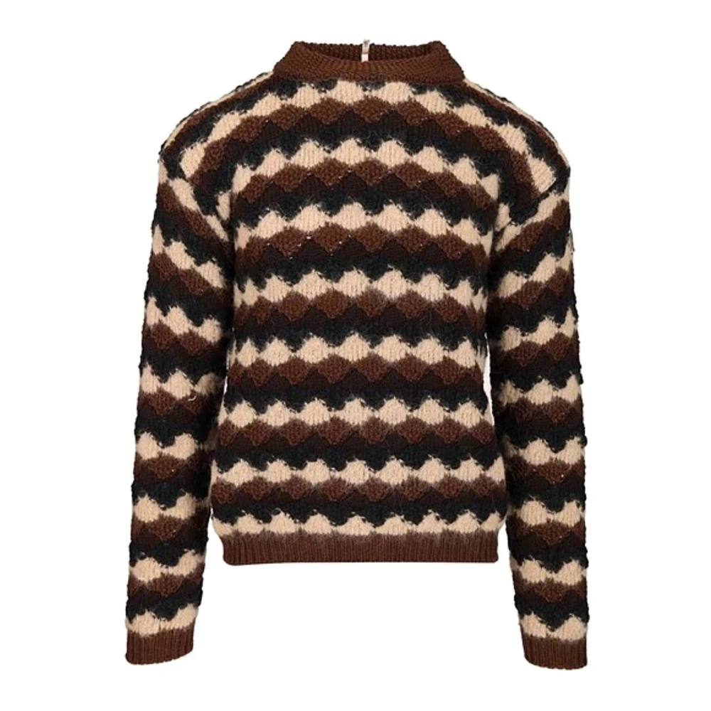 Moncler Men's Brown Maglia - Round-Neck Knitwear - 2XL - Knitwear