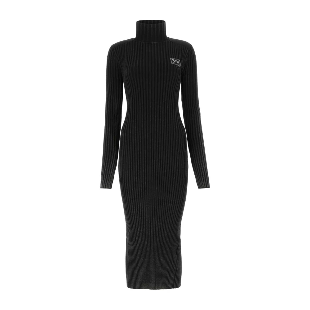 Versace Jeans Couture Zwarte katoenen blend jurk Black Dames