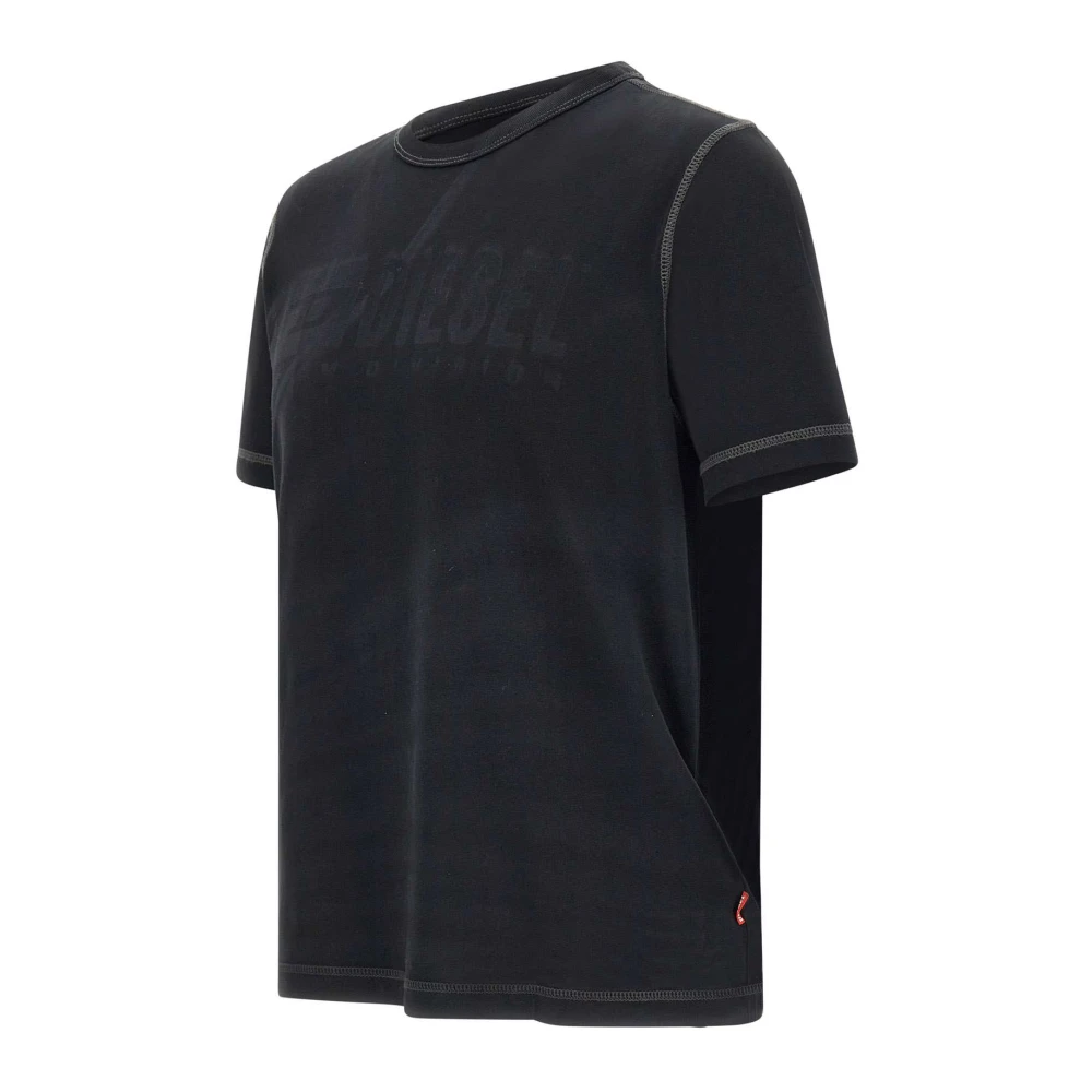 Diesel Zwart Katoenen T-shirt met Ronde Hals Black Heren